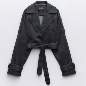 Zara Cropped Waxed Trench Coat